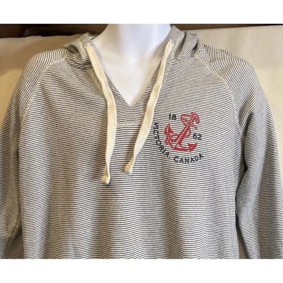 Tall Ships Trading Co Victoria Canada Sweatshirt Large Blue Striped V Neck - Picture 2 of 8